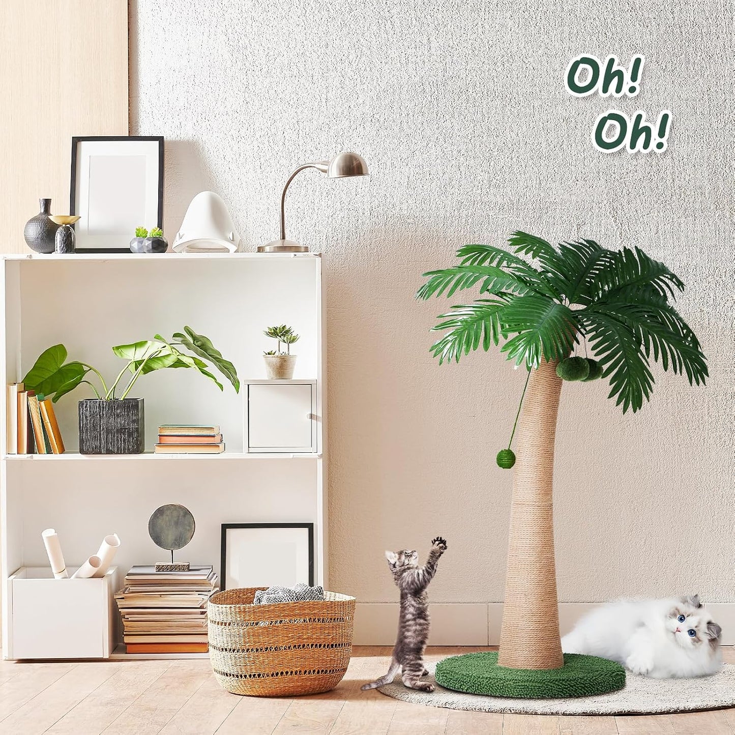 43 Inch Cat Scratching Post, with Hanging Ball for Indoor Cats Large Cat Scratching Post Sisal Cat Scratcher, New Round