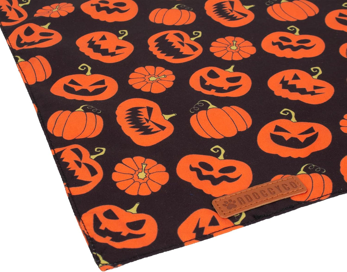 Halloween Dog Bandana, Pumpkin Bat Pet Scarf, Premium Durable Fabric, Orange Black Halloween Bandanas for Medium Large Dogs Pets (Large)