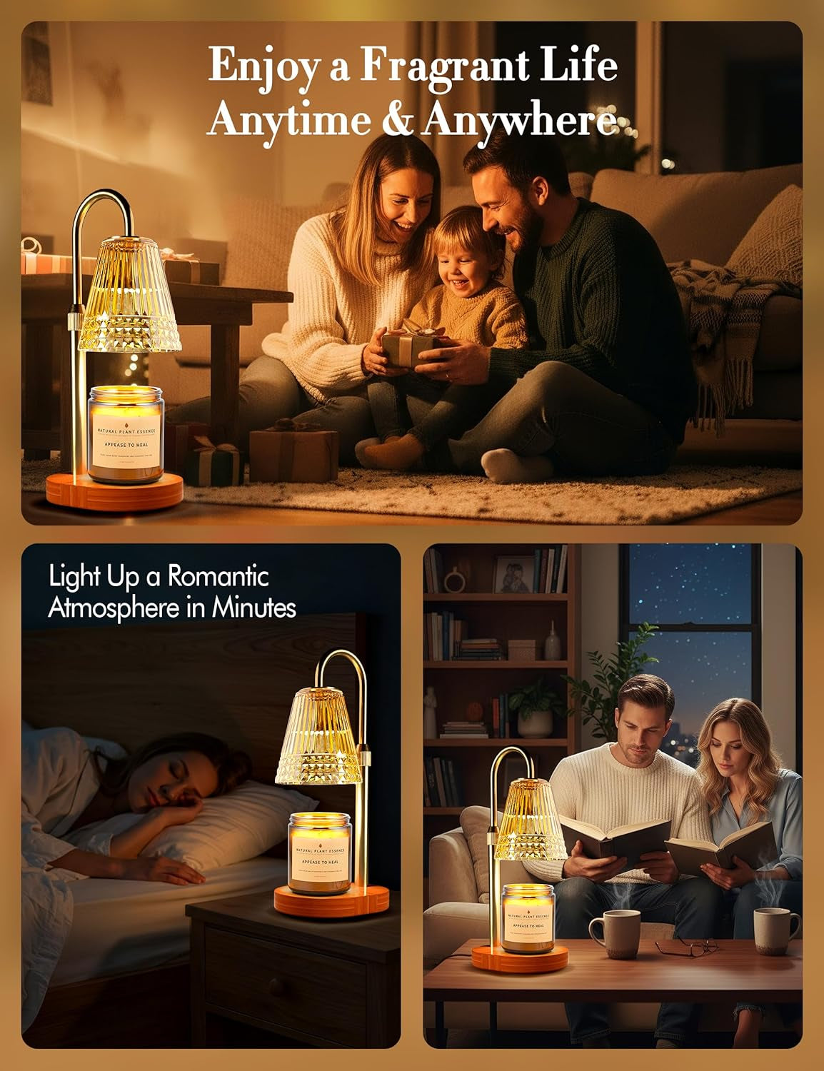 Estelle Candle Warmer Lamp — Adjustable Height Dimmer with 2 Bulbs | Premium Electric Scented Candle Heater for Home & Office