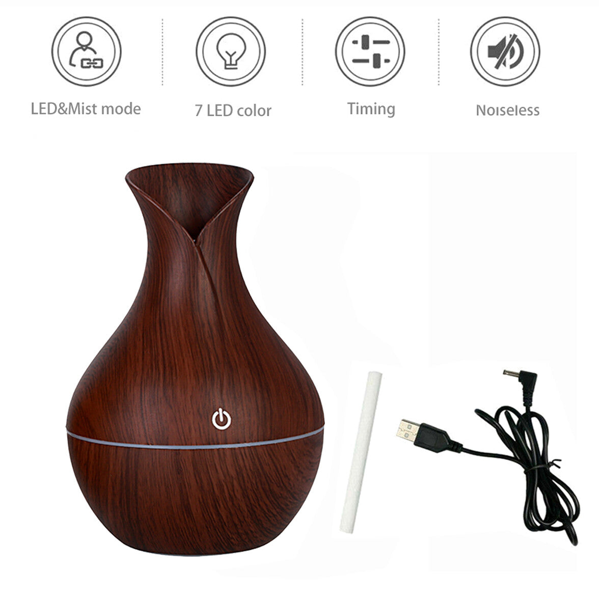 Harbor Home Wood Grain Essential Oil Diffuser — Aromatherapy Humidifier with LED Light