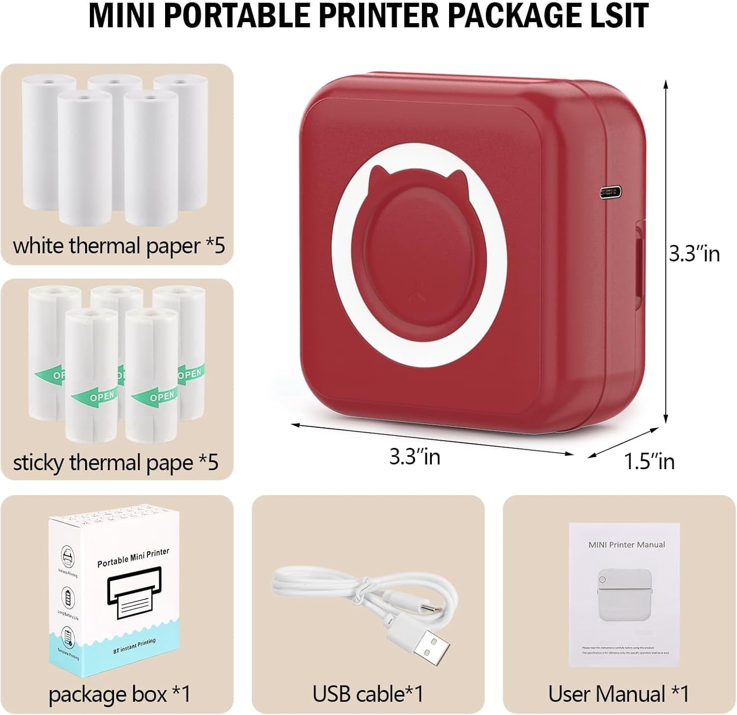Mini Pocket Sticker Printer — Wireless Inkless Thermal Photo & Label Printer