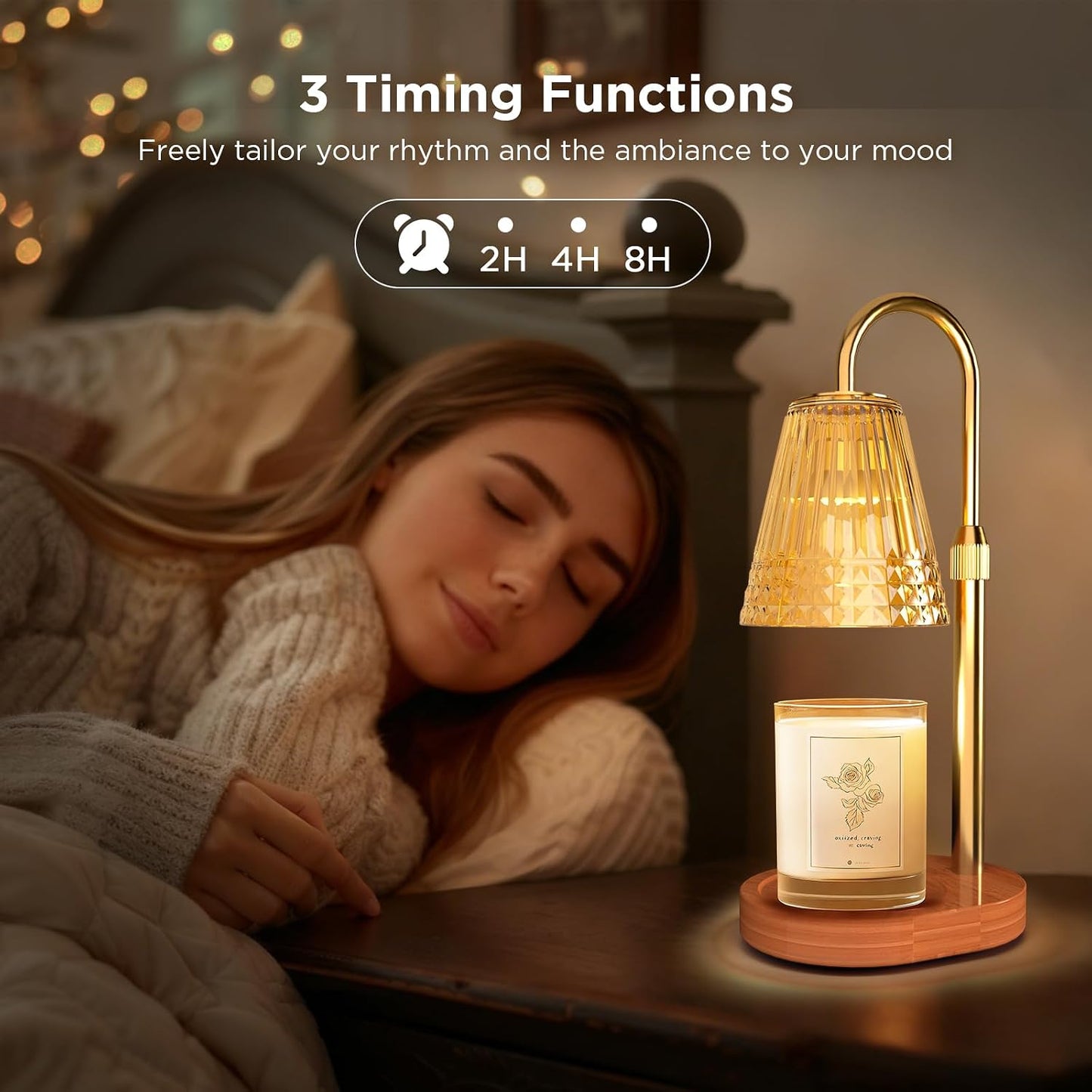 Lumière Candle Warmer Lamp — Adjustable Dimmable Electric Wax Warmer for Jar Candles | Cozy Luxury Bedroom & Living Room Decor