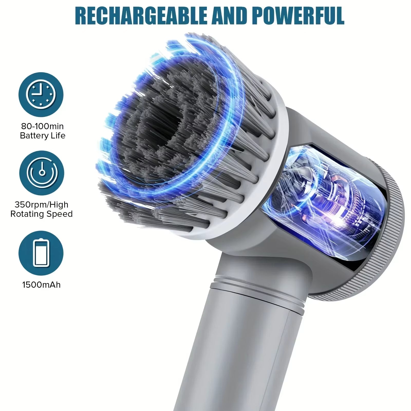 Cordless Electric Spin Scrubber — Power Cleaning Brush with 6 Heads