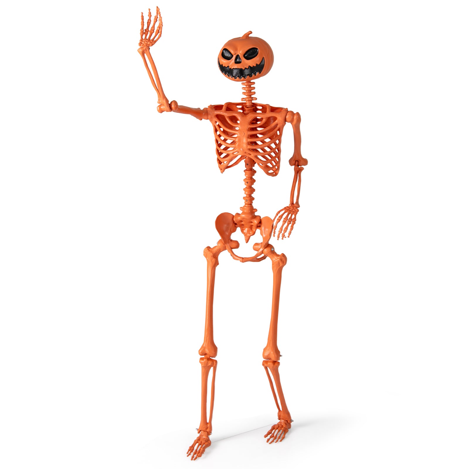 Poseable 5.2Ft Life-Size Halloween Skeleton — Pumpkin Head Yard & Porch Prop