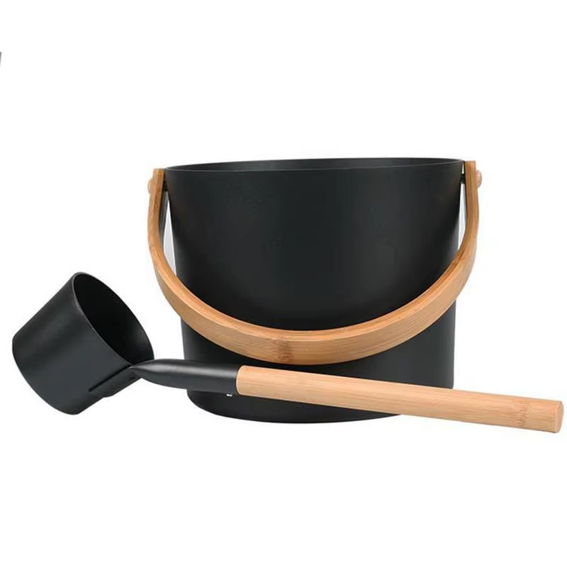 7L Aluminum Sauna Bucket & Long-Handle Ladle Set