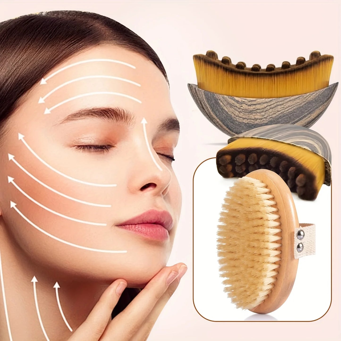 Natural Bristle Dry Body Brush for Lymphatic Massage