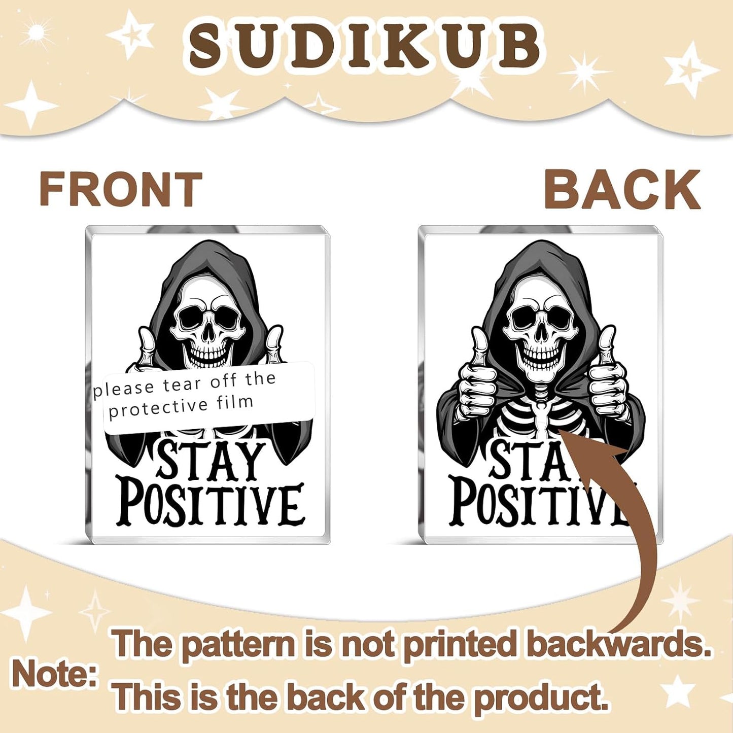 Stay Positive Skull Acrylic Wall Sign — Gothic Halloween Desk & Wall Décor