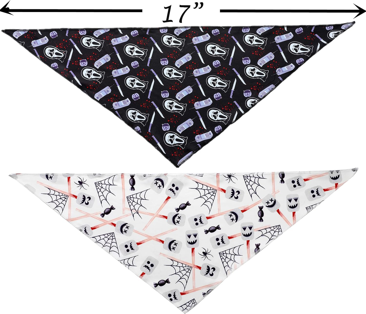 2 Pack Halloween Dog Bandana, Triangle Bibs Scarf for Small Medium Large Dogs Boy Girl, Cat Kerchief