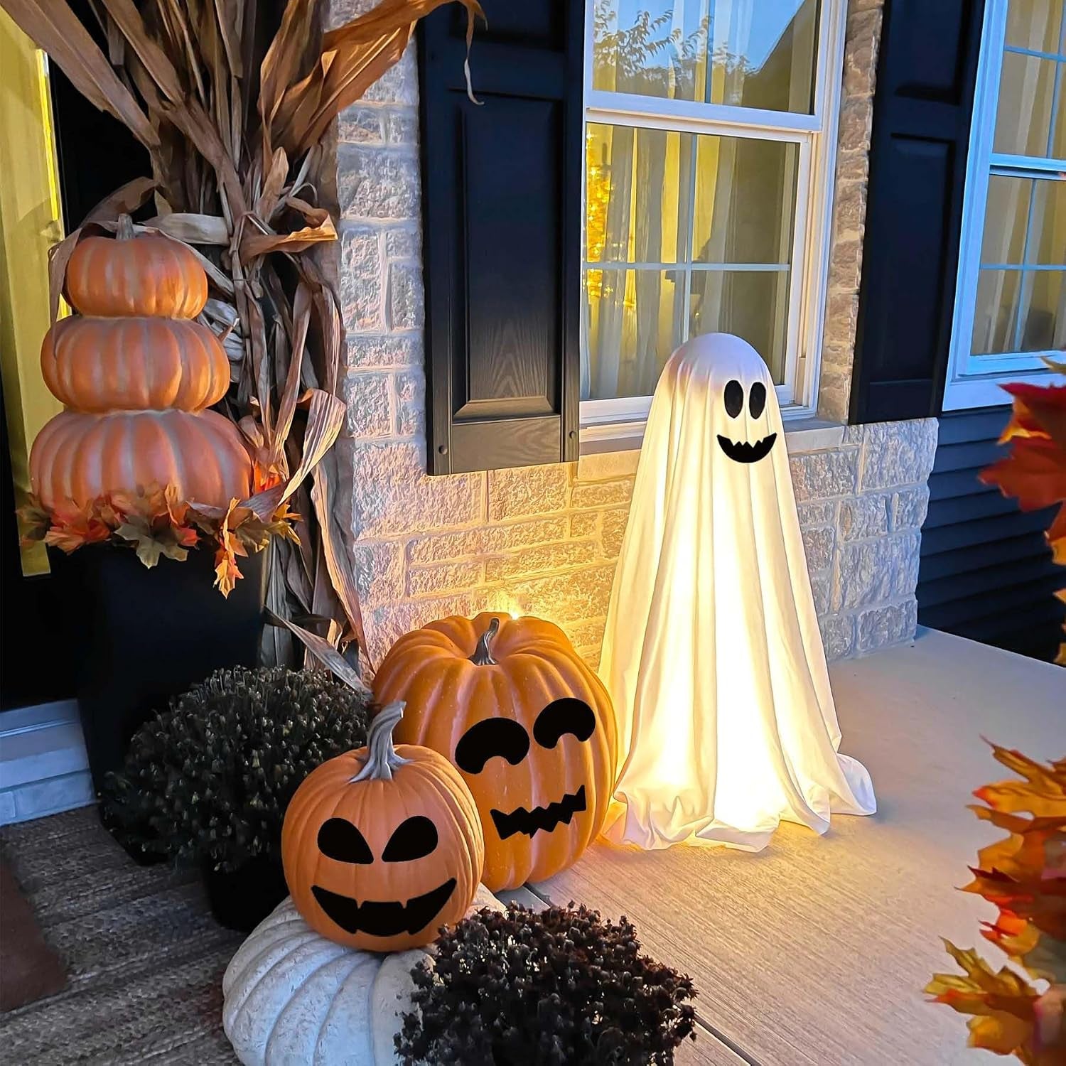 Light-Up Hanging Ghost Decorations — 4-Pack LED Spooky Ghosts for Halloween Indoor & Outdoor