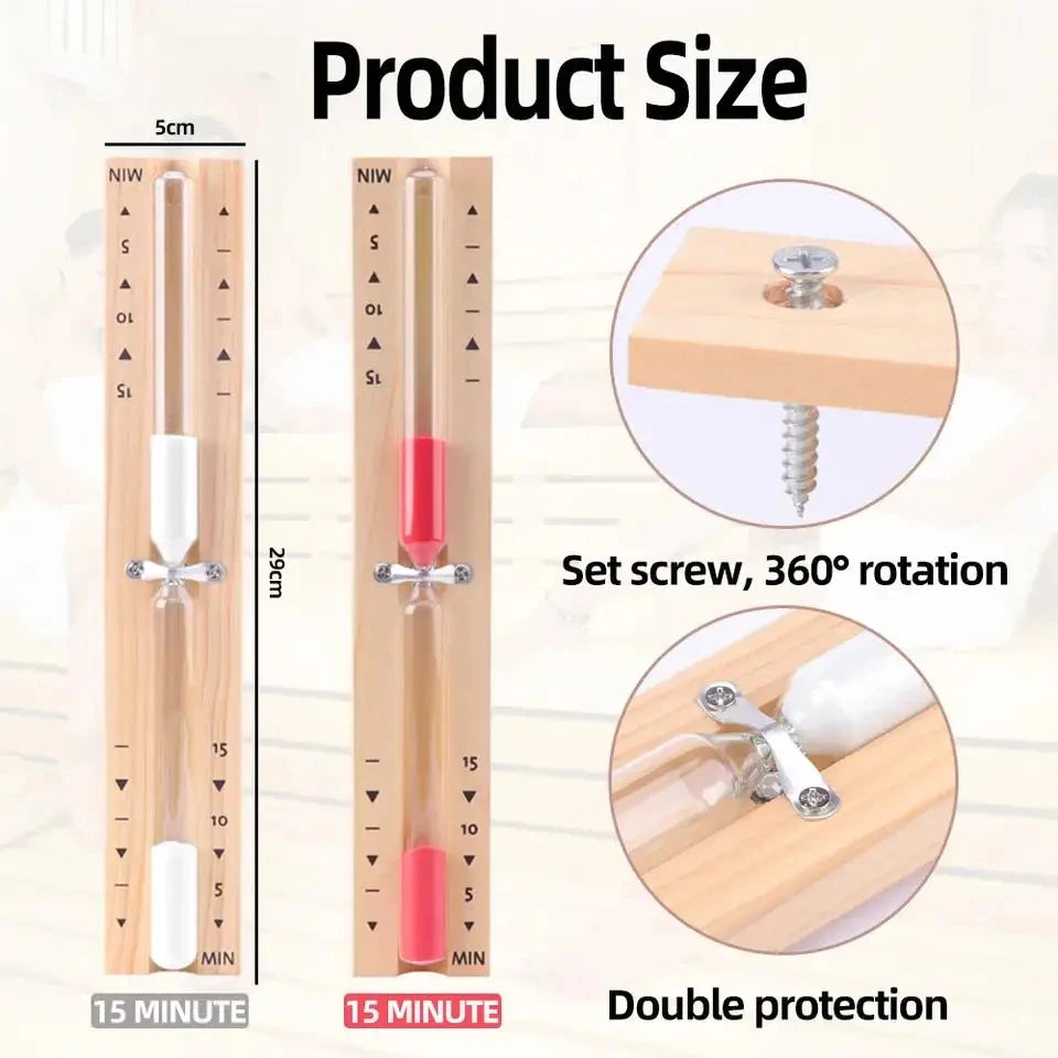 Wall-Mounted Wooden Sauna Hourglass Timer (15/30 Min)