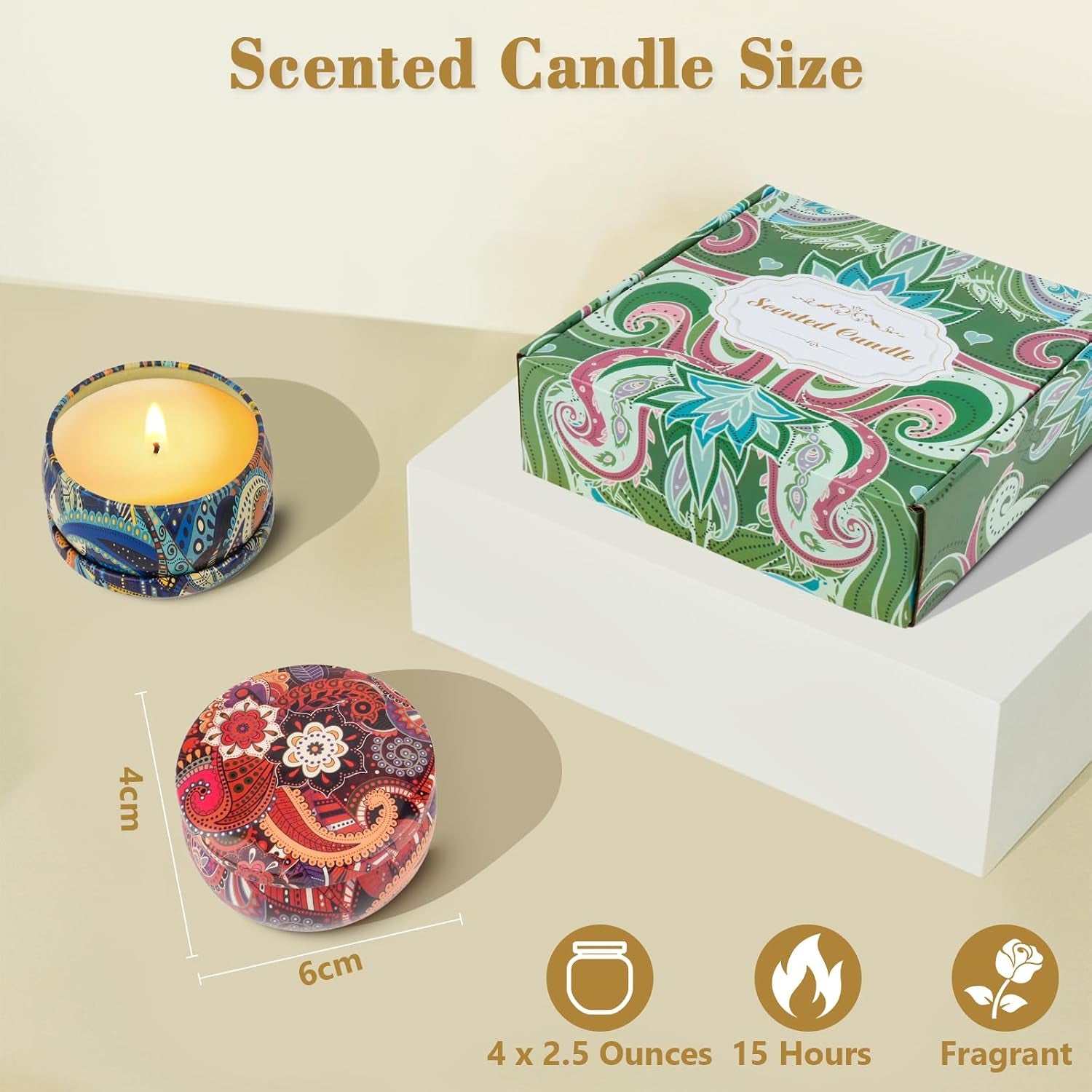 Serene Soy Candle Gift Set — 4 Large 10Oz Scented Candles, 100-Hour Burn | Luxury Aromatherapy Home Fragrance