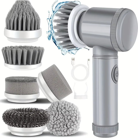 Cordless Electric Spin Scrubber — Power Cleaning Brush with 6 Heads