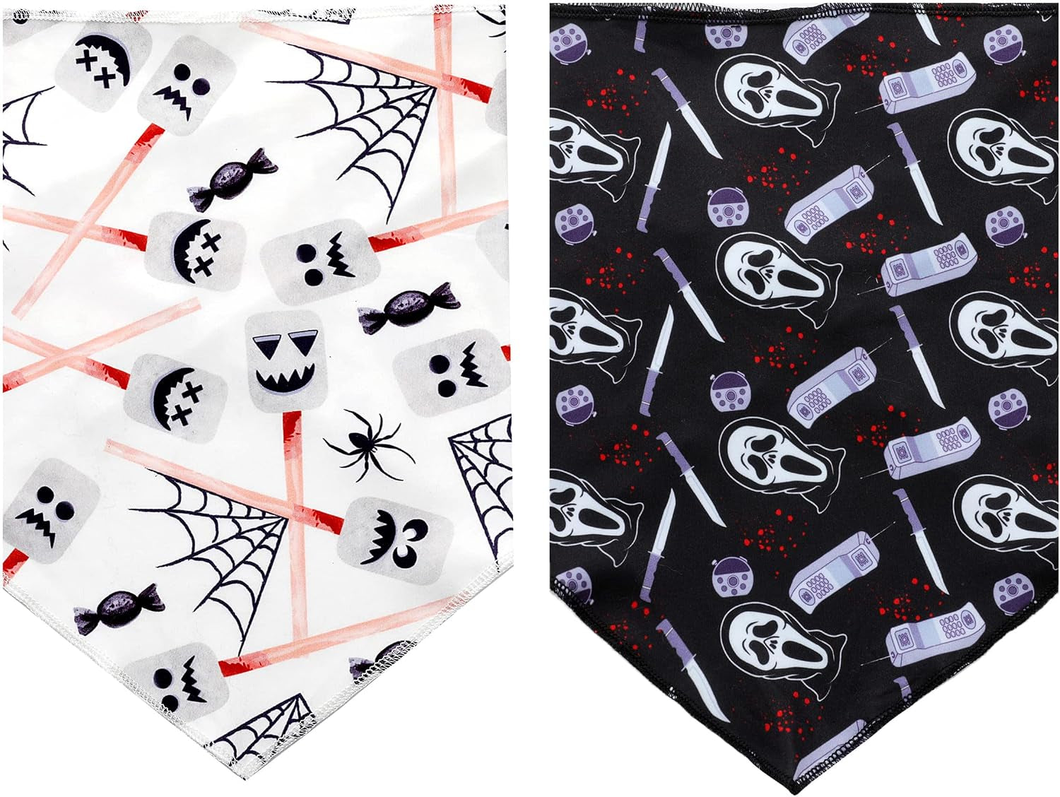 2 Pack Halloween Dog Bandana, Triangle Bibs Scarf for Small Medium Large Dogs Boy Girl, Cat Kerchief