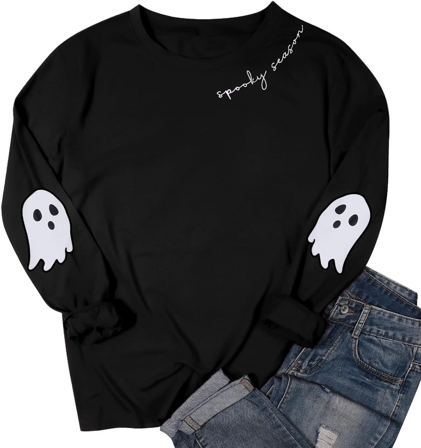 Spooky Season Ghost Sweatshirt — Halloween Graphic Crewneck (Women'S)