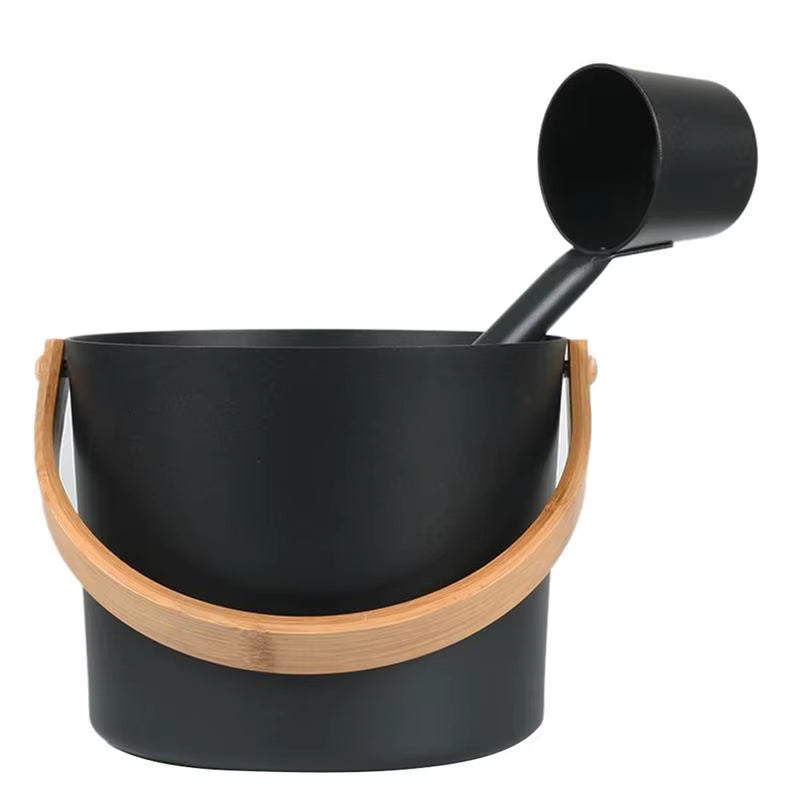 7L Aluminum Sauna Bucket & Long-Handle Ladle Set