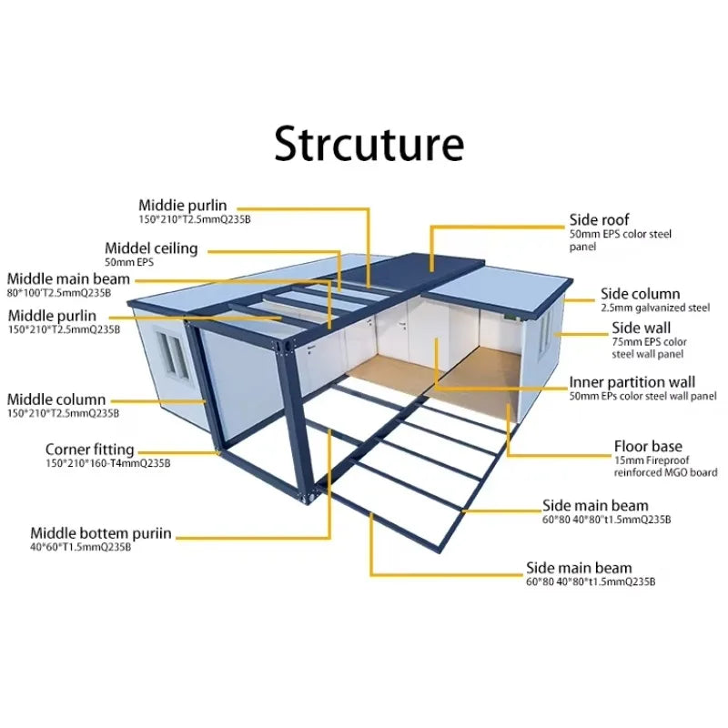 40Ft Foldable Expandable Prefab Container Home