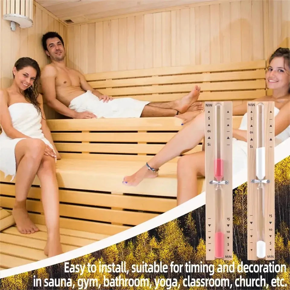 Wall-Mounted Wooden Sauna Hourglass Timer (15/30 Min)