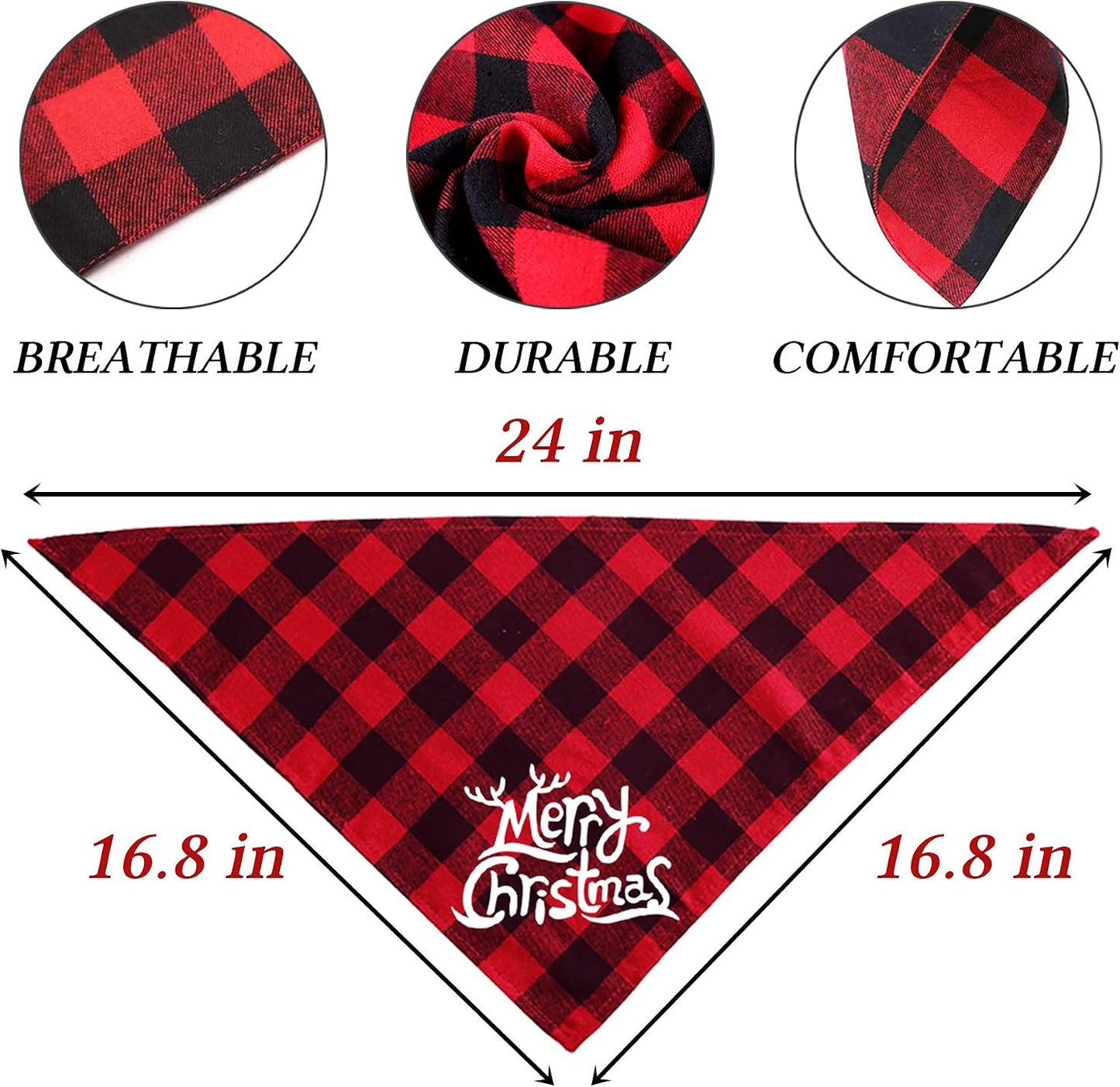 Holiday Plaid Dog Bandanas, 6 Pack Halloween Thanksgiving Day Christmas Dogs Bandana for Holiday Dog Puppy Costumes Decorations