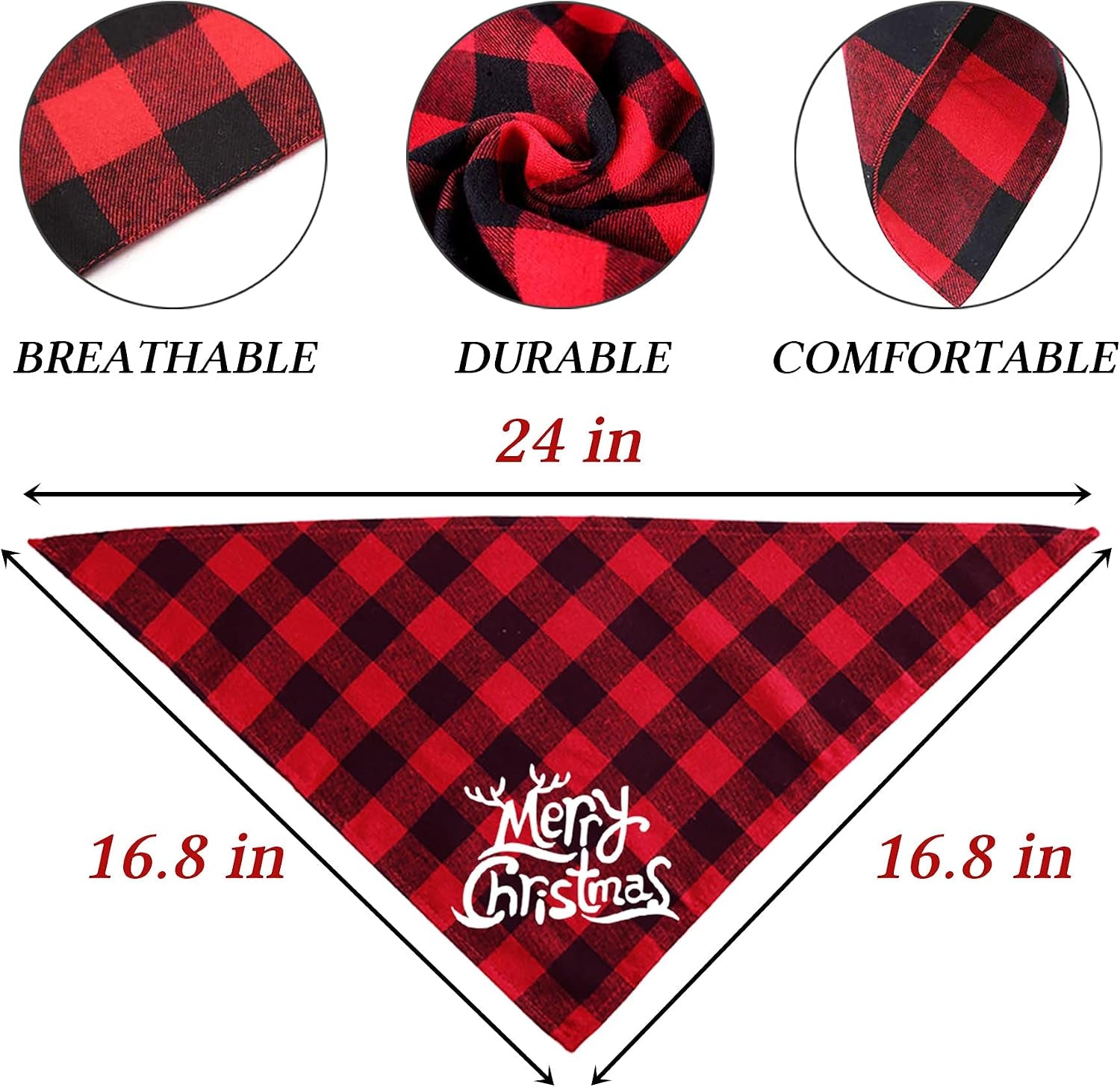 Holiday Plaid Dog Bandanas, 6 Pack Halloween Thanksgiving Day Christmas Dogs Bandana for Holiday Dog Puppy Costumes Decorations