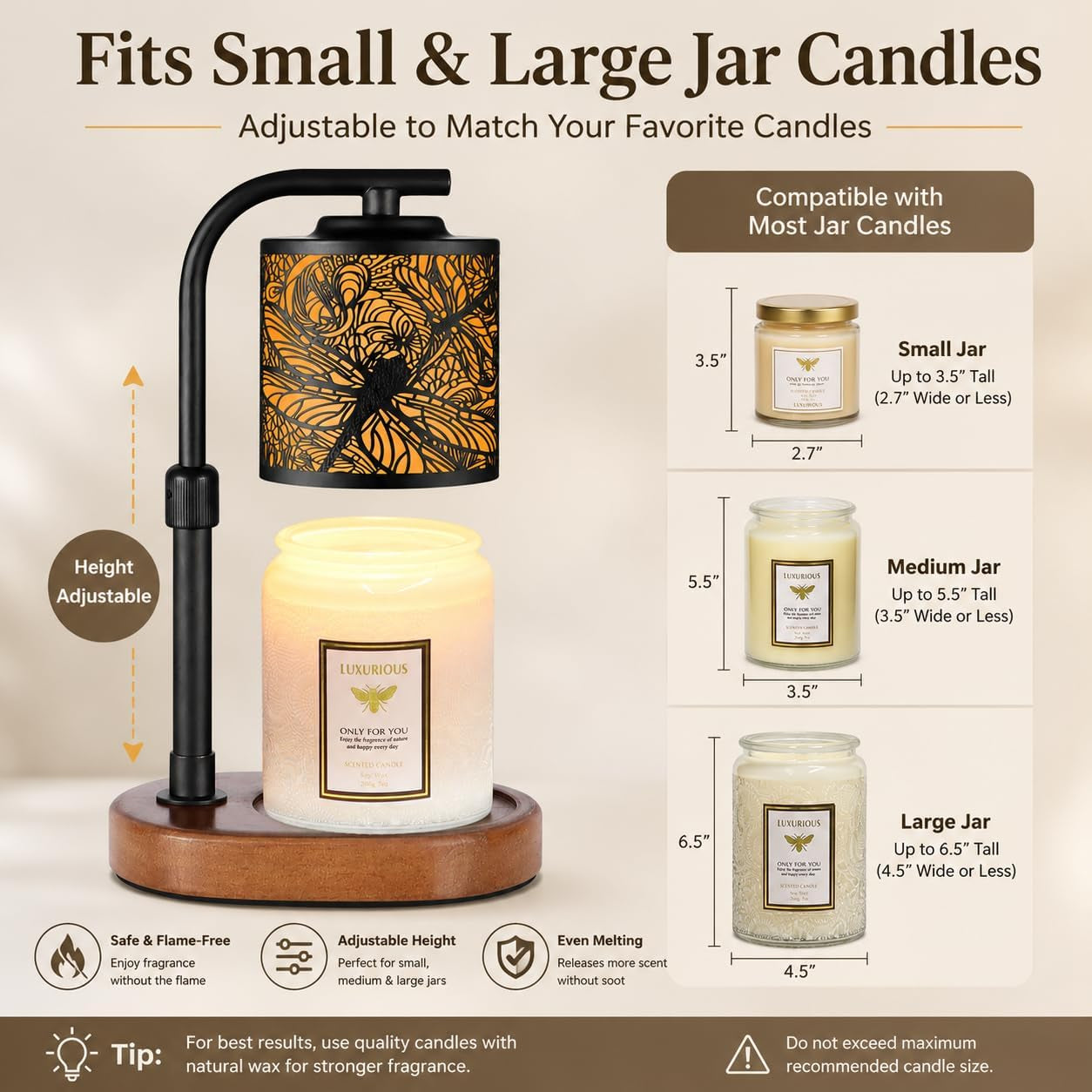 Gilded Dragonfly Candle Warmer Lamp with Timer — Artisan Wax Melt Warmer | Elegant Flameless Candle Light & Home Decor Gift