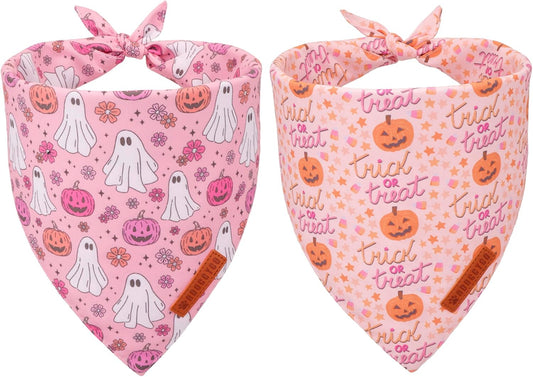 Pink Pumpkin Ghost Dog Bandana