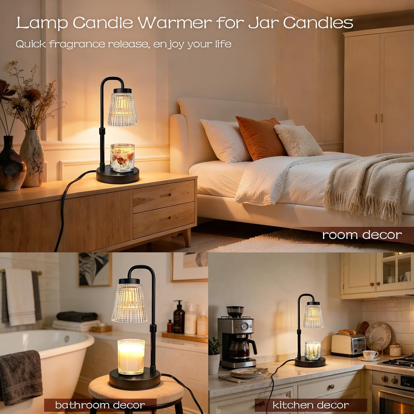 Belle Fleur Candle Warmer Lamp with Timer — Vintage Flower Wax Melt Warmer | Elegant Flameless Candle Light & Gift for Her