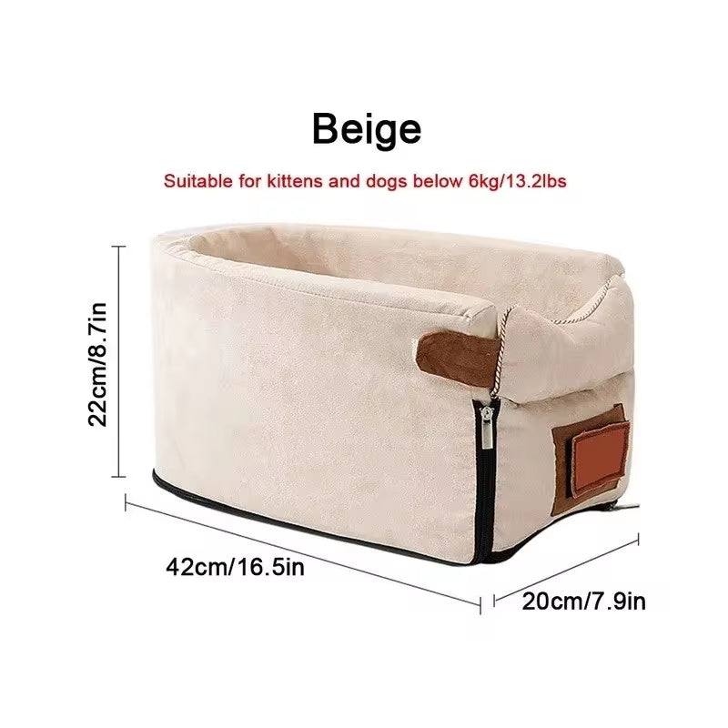 Portable Dog Car Seat & Travel Carrier - Safety Bed for Small Dogs & Cats