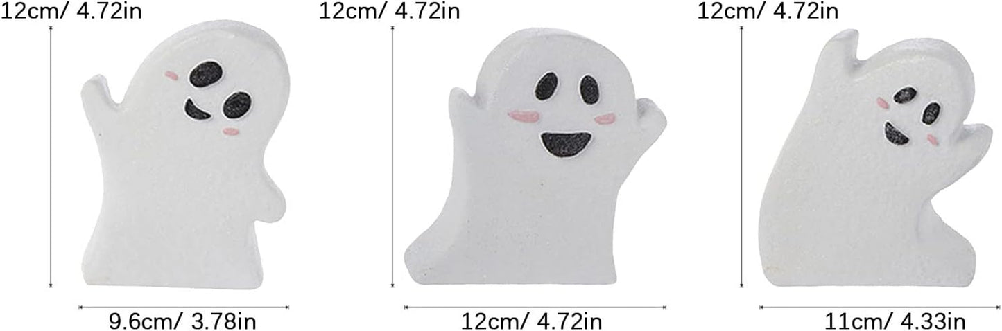 Halloween Tiered Tray Decor — Rustic Wooden Ghost Sign Set of 3 Tabletop Decorations