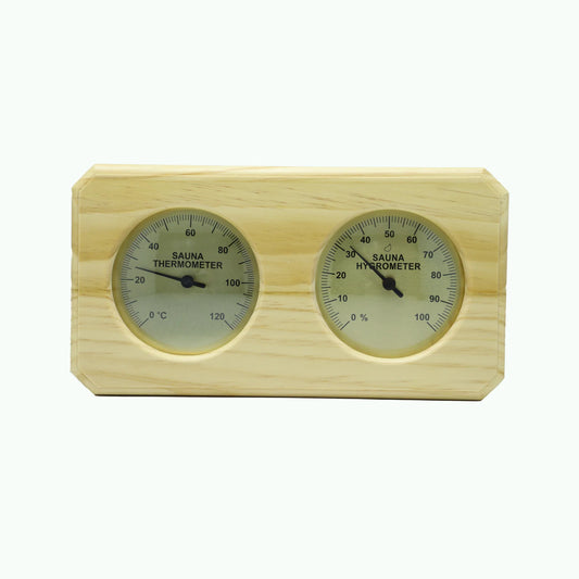 Wooden Sauna Thermometer & Hygrometer Dual Gauge