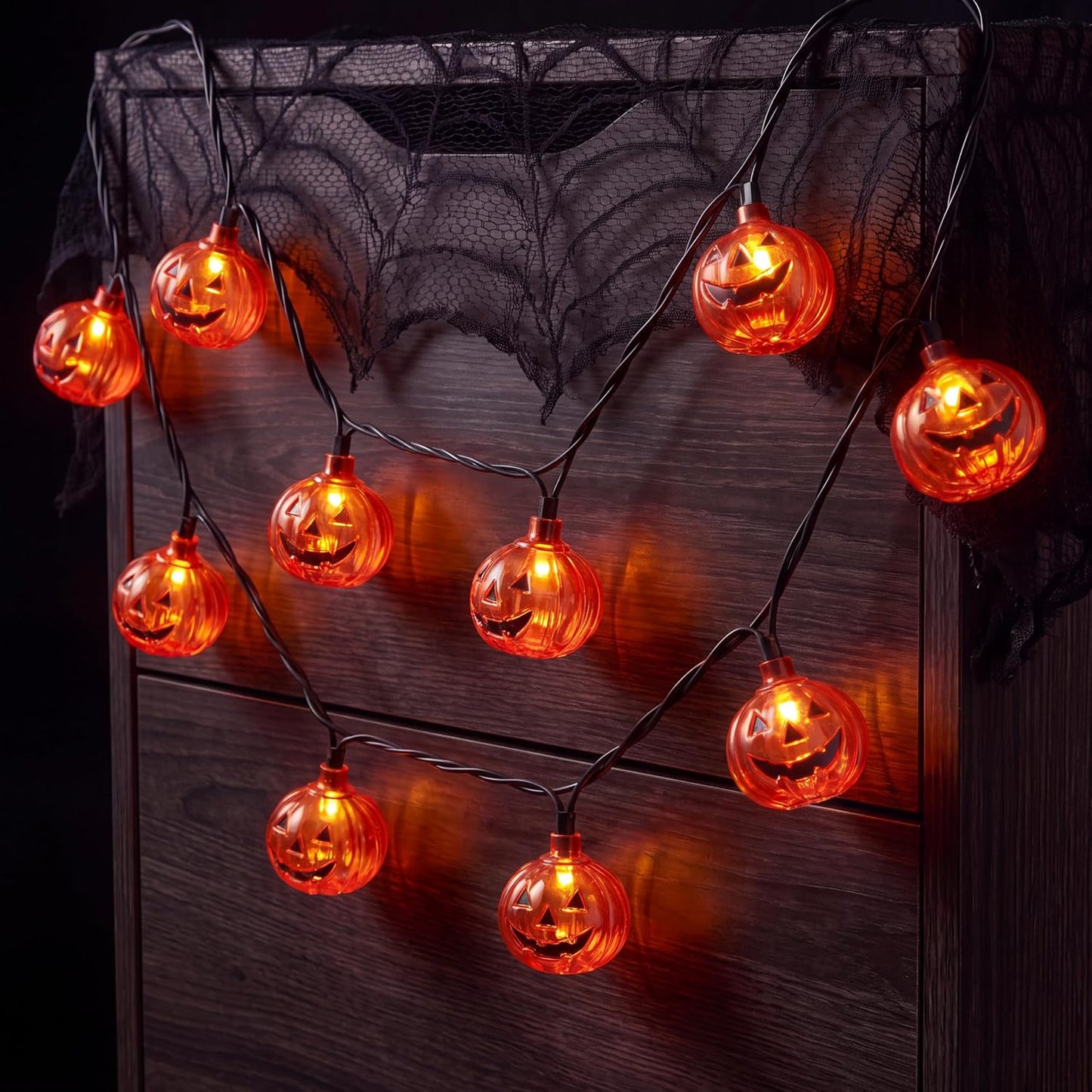 Halloween Pumpkin String Lights — 8.5Ft Jack-O-Lantern Lights Indoor Outdoor Decor