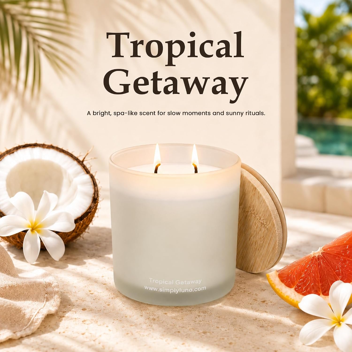 Tropical Getaway Coconut & Grapefruit Candle — 14Oz Soy