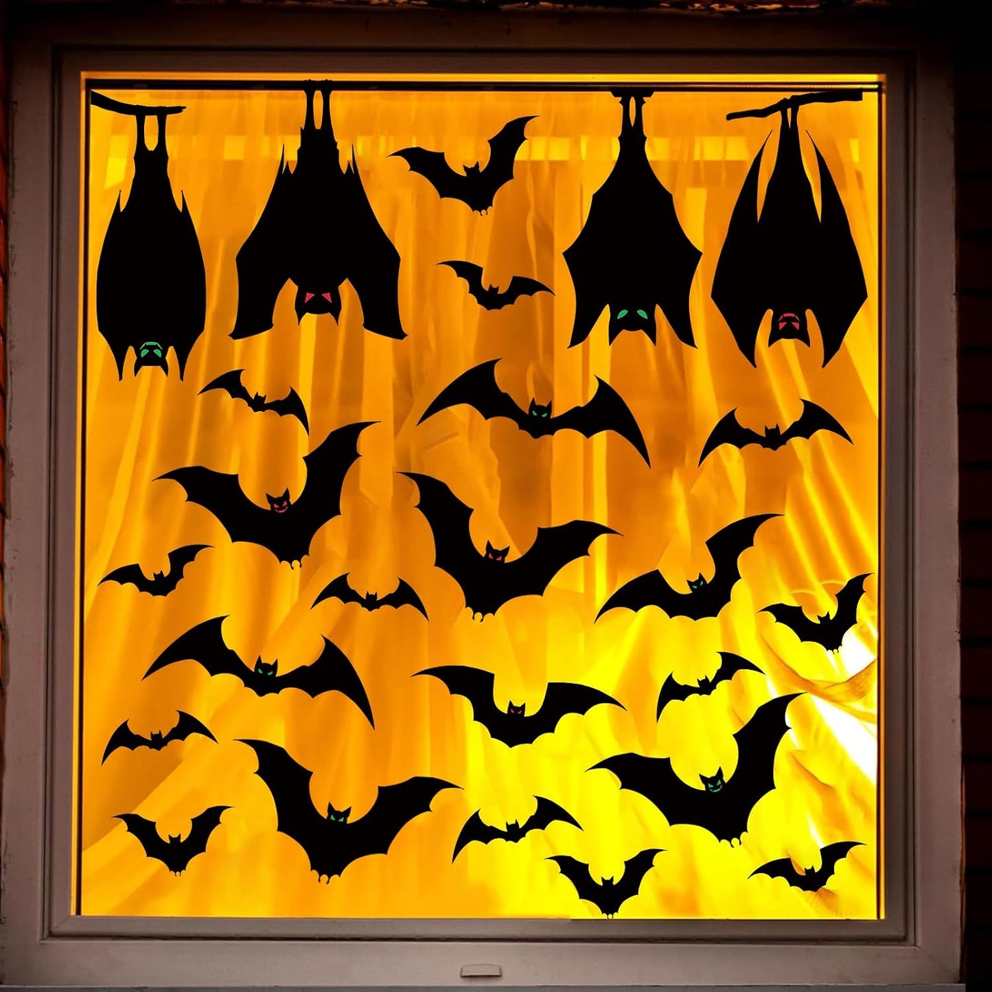 Halloween Window Silhouette Clings — Spooky Bat Window Decals Decorations (6 Sheets)