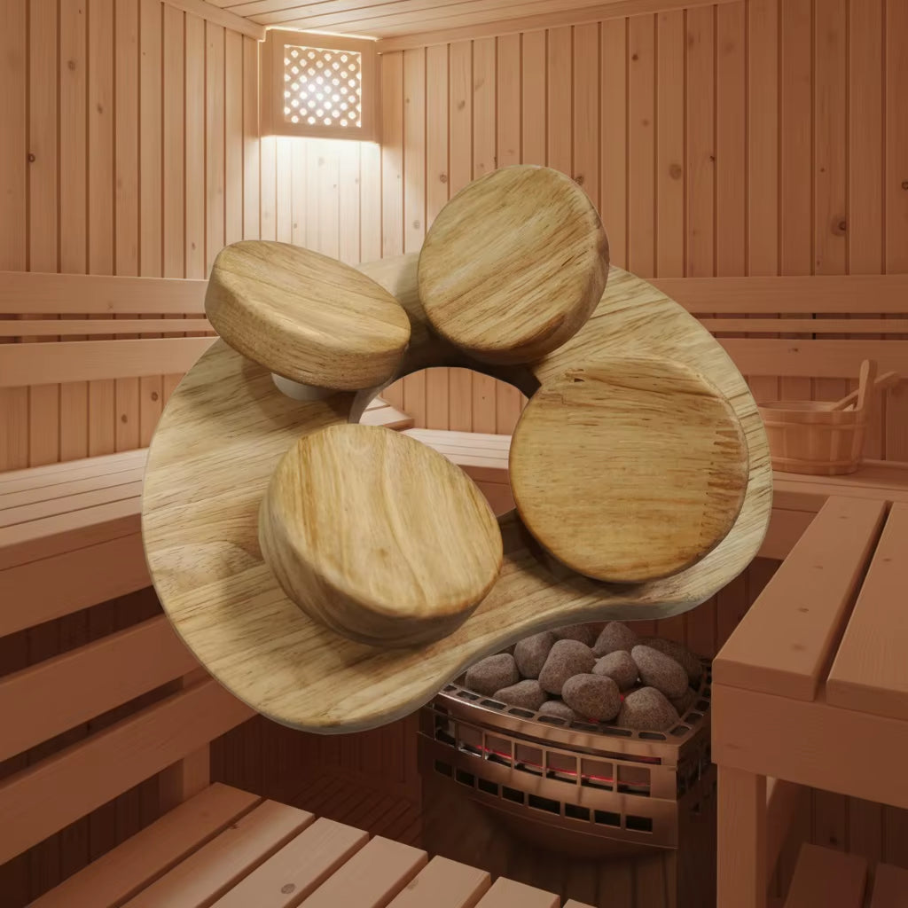 Wooden Sauna Headrest with Rotating Adjustable Disc