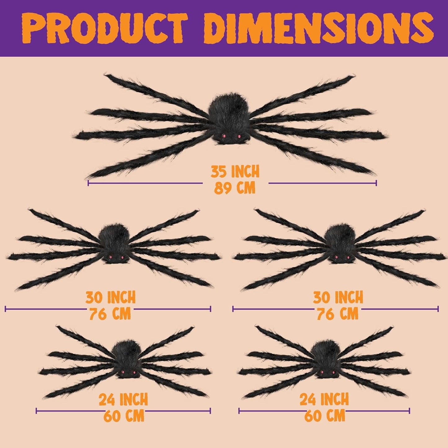 Giant Spiders Halloween Yard Decorations (5-Pack) — Scary Outdoor Props