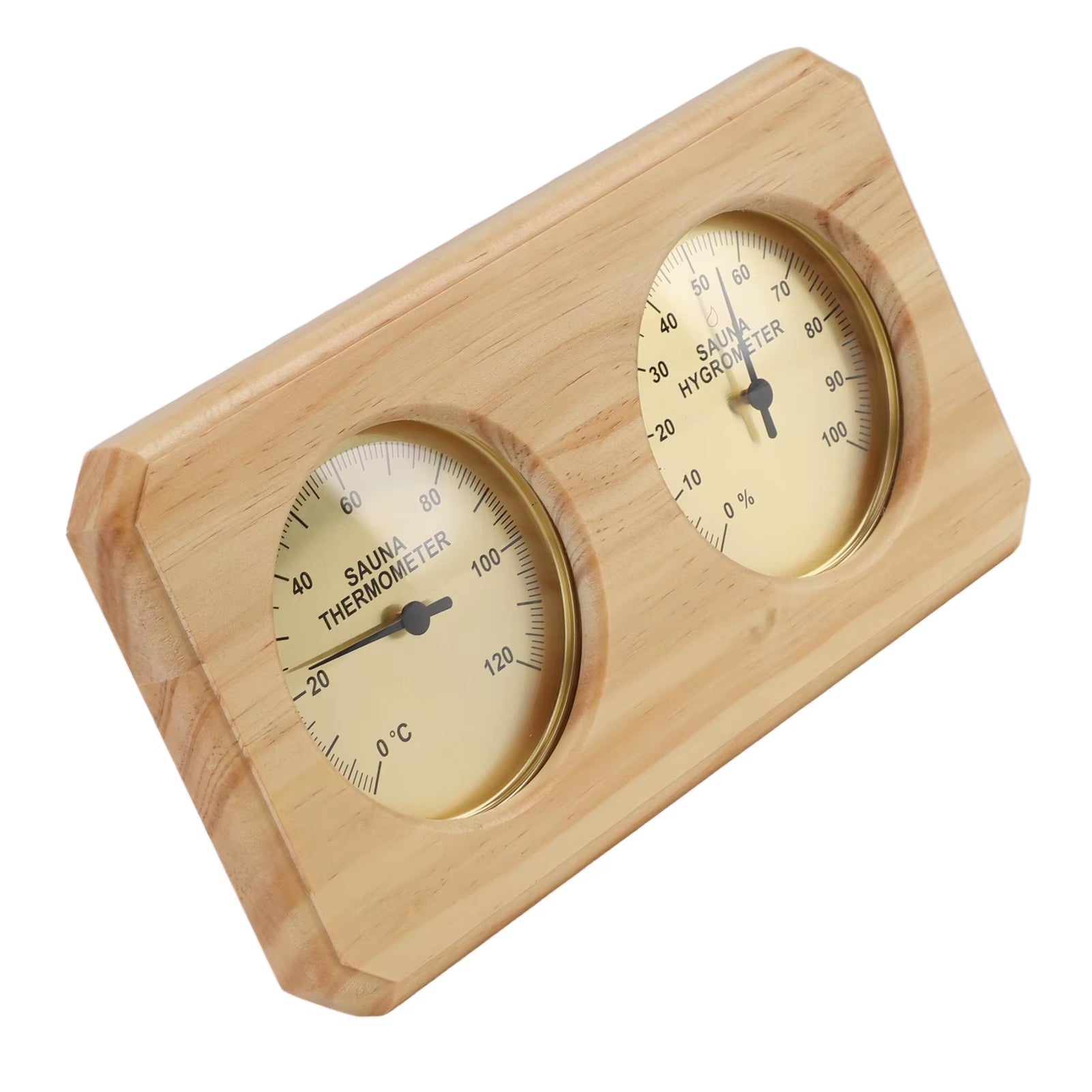 Wall-Mounted Wooden Sauna Thermometer & Hygrometer 2-In-1