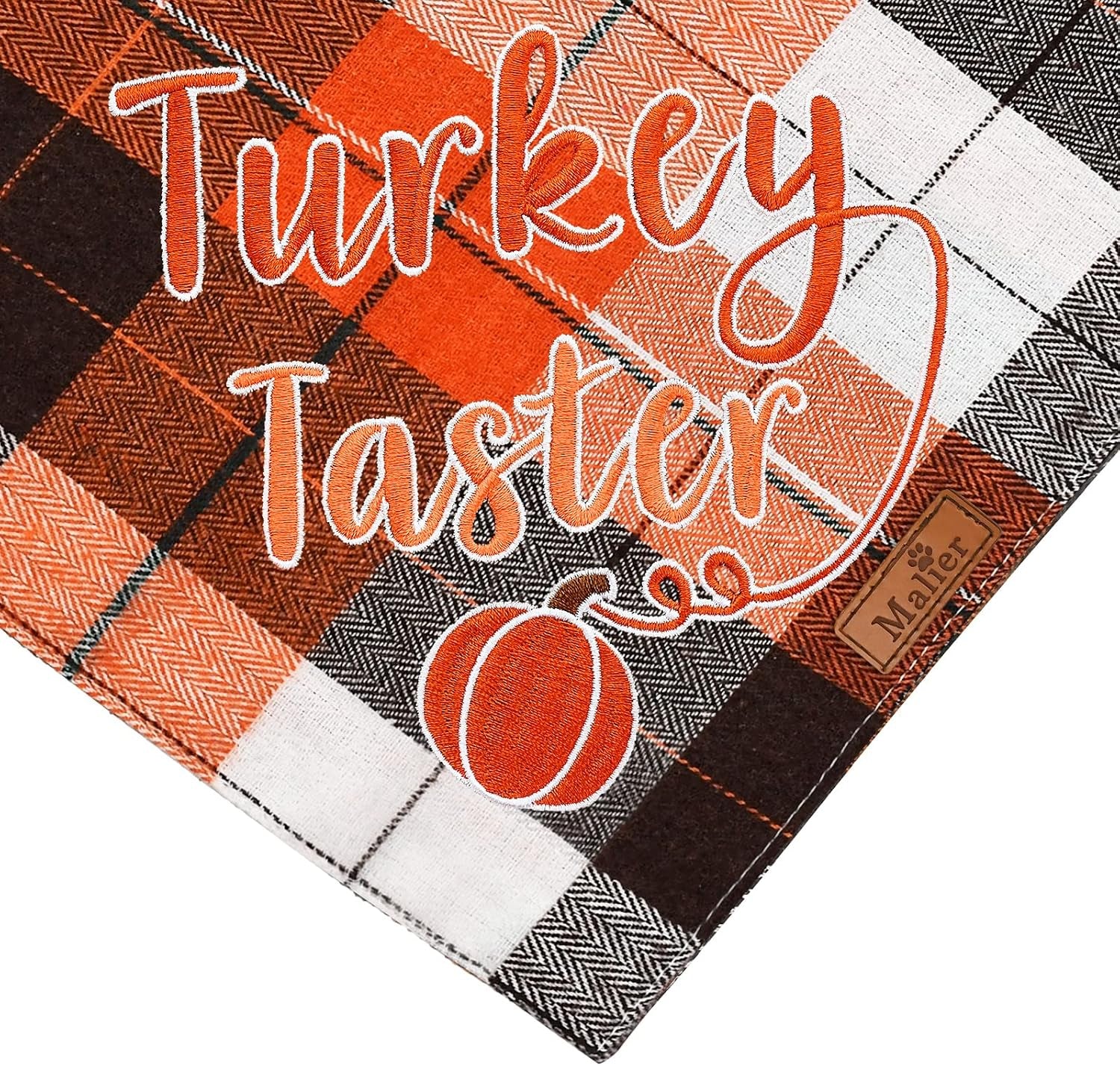 Holiday Dog Bandana, Halloween Thanksgiving Classic Plaid Pet Bandana Embroidered Scarf Triangle Bibs Kerchief Pet Costume Accessories for Small Medium Large Dogs Cats Pets (Small, Style 4)