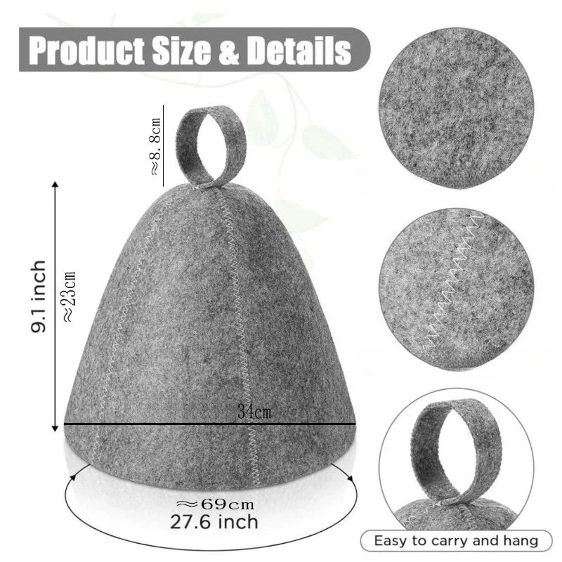 Wool Felt Finnish Sauna Hat (Unisex)
