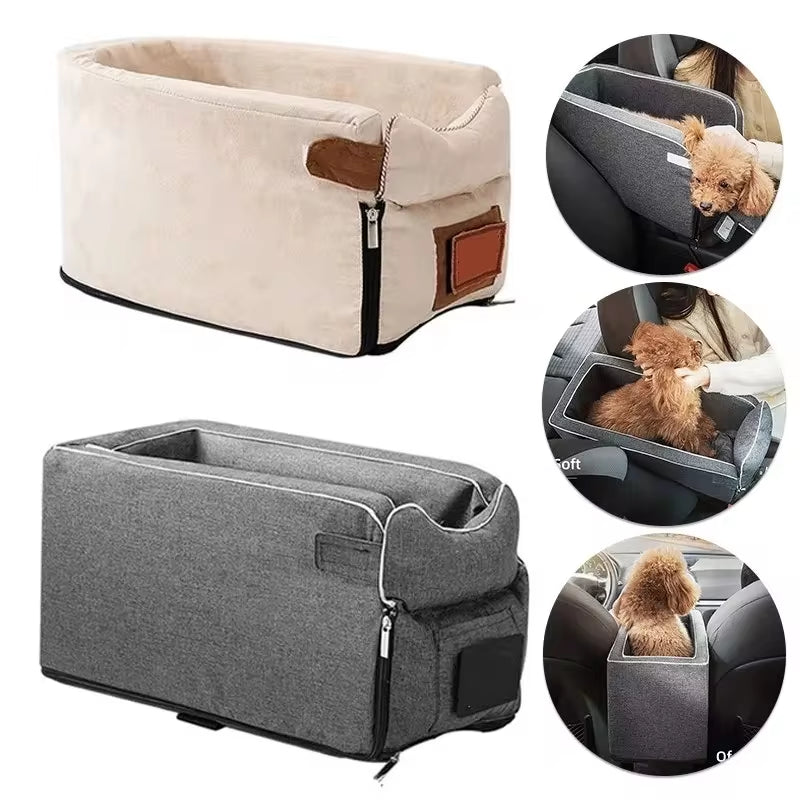 Portable Dog Car Seat & Travel Carrier - Safety Bed for Small Dogs & Cats
