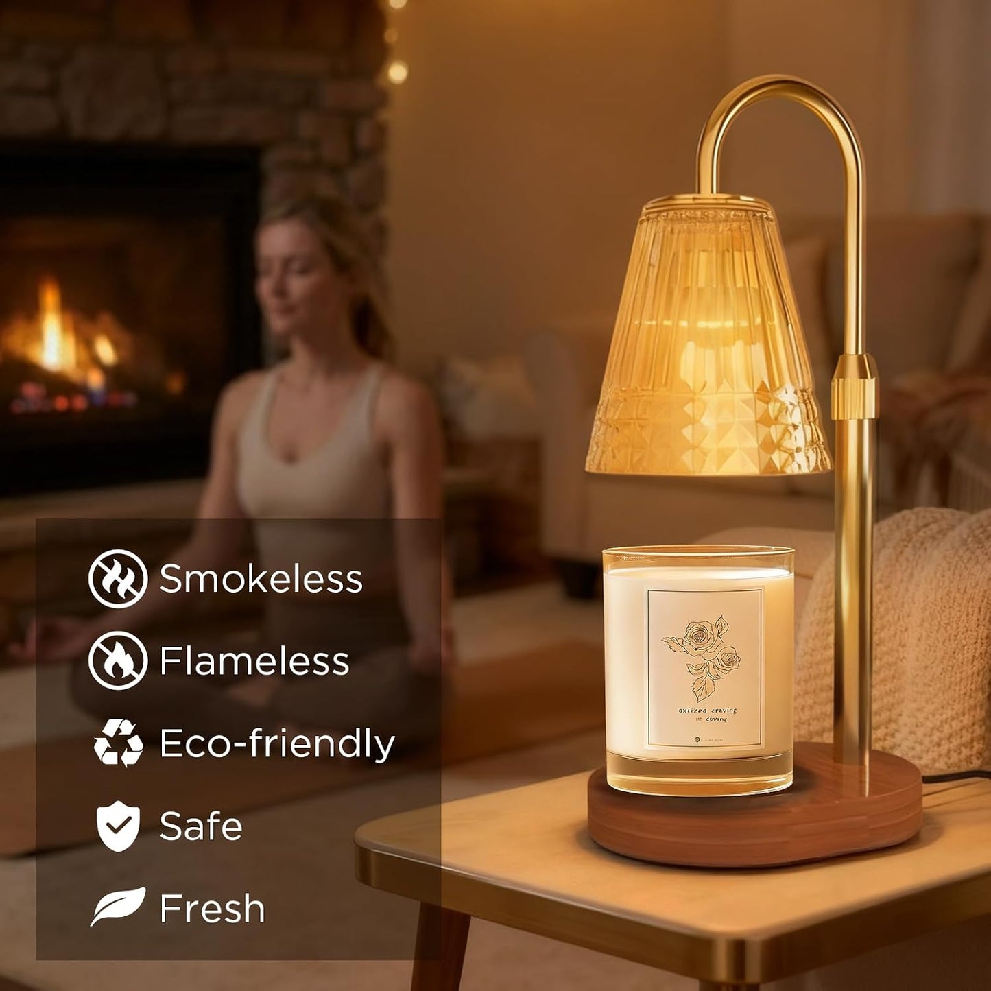 Lumière Candle Warmer Lamp — Adjustable Dimmable Electric Wax Warmer for Jar Candles | Cozy Luxury Bedroom & Living Room Decor