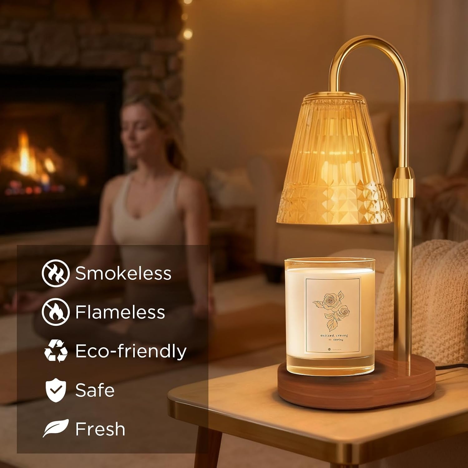 Lumière Candle Warmer Lamp — Adjustable Dimmable Electric Wax Warmer for Jar Candles | Cozy Luxury Bedroom & Living Room Decor
