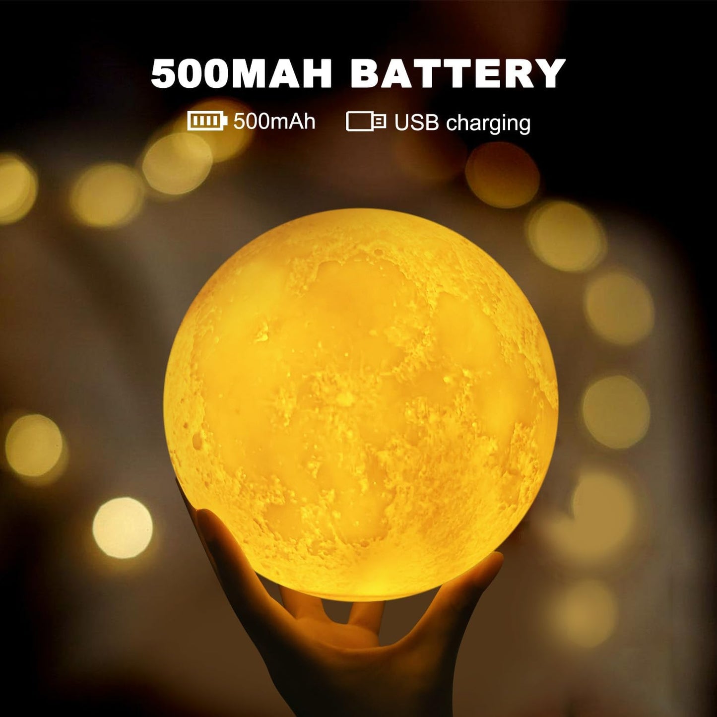 Harbor Home 3D Moon Lamp — 16-Color LED Night Light with Stand & Remote