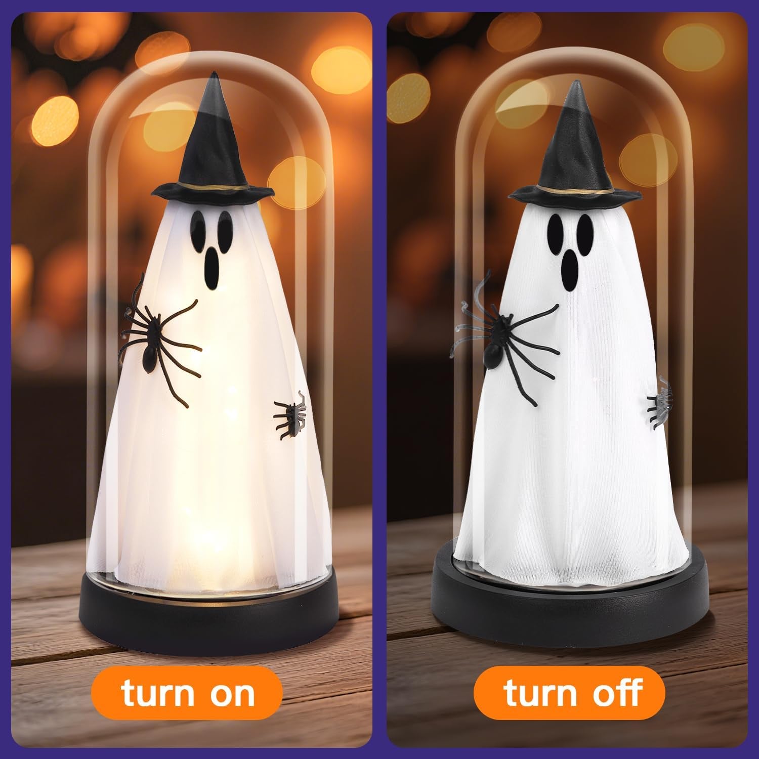 Enchanted Ghost Cloche — Light-Up Halloween Glass Décor