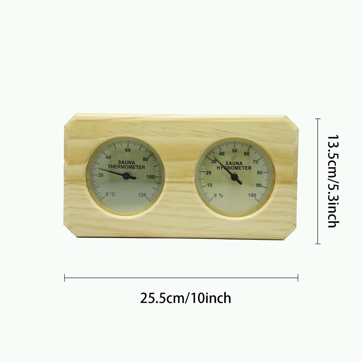 Wooden Sauna Thermometer & Hygrometer Dual Gauge