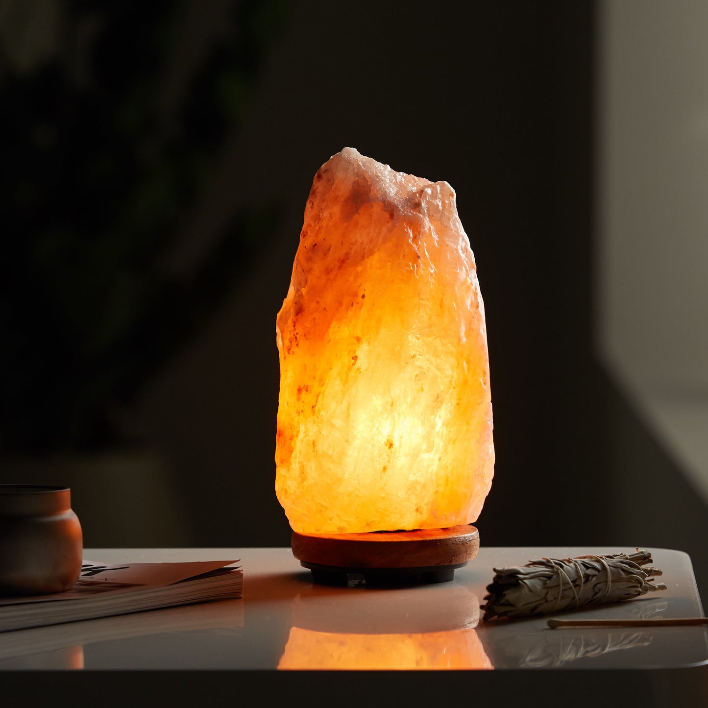 Harbor Home Natural Himalayan Pink Salt Lamp — Hand-Carved with Dimmer (5–7 lbs)