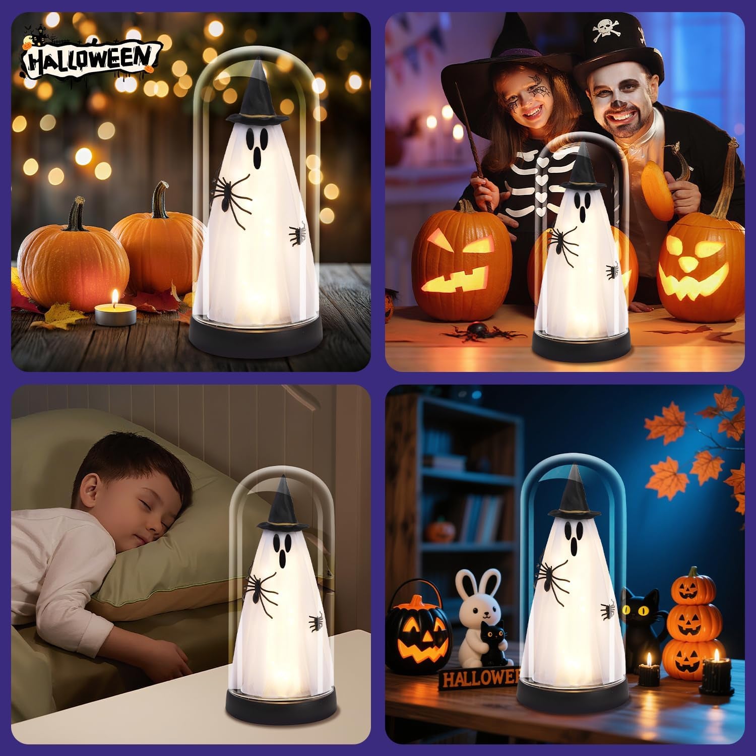 Enchanted Ghost Cloche — Light-Up Halloween Glass Décor