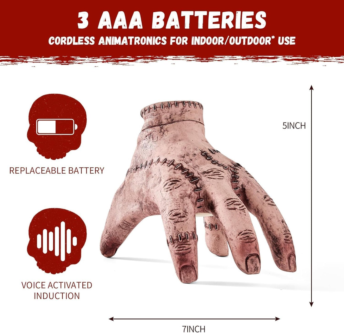 Halloween Animatronic Crawling Zombie Hand — Sound-Activated Scary Prop