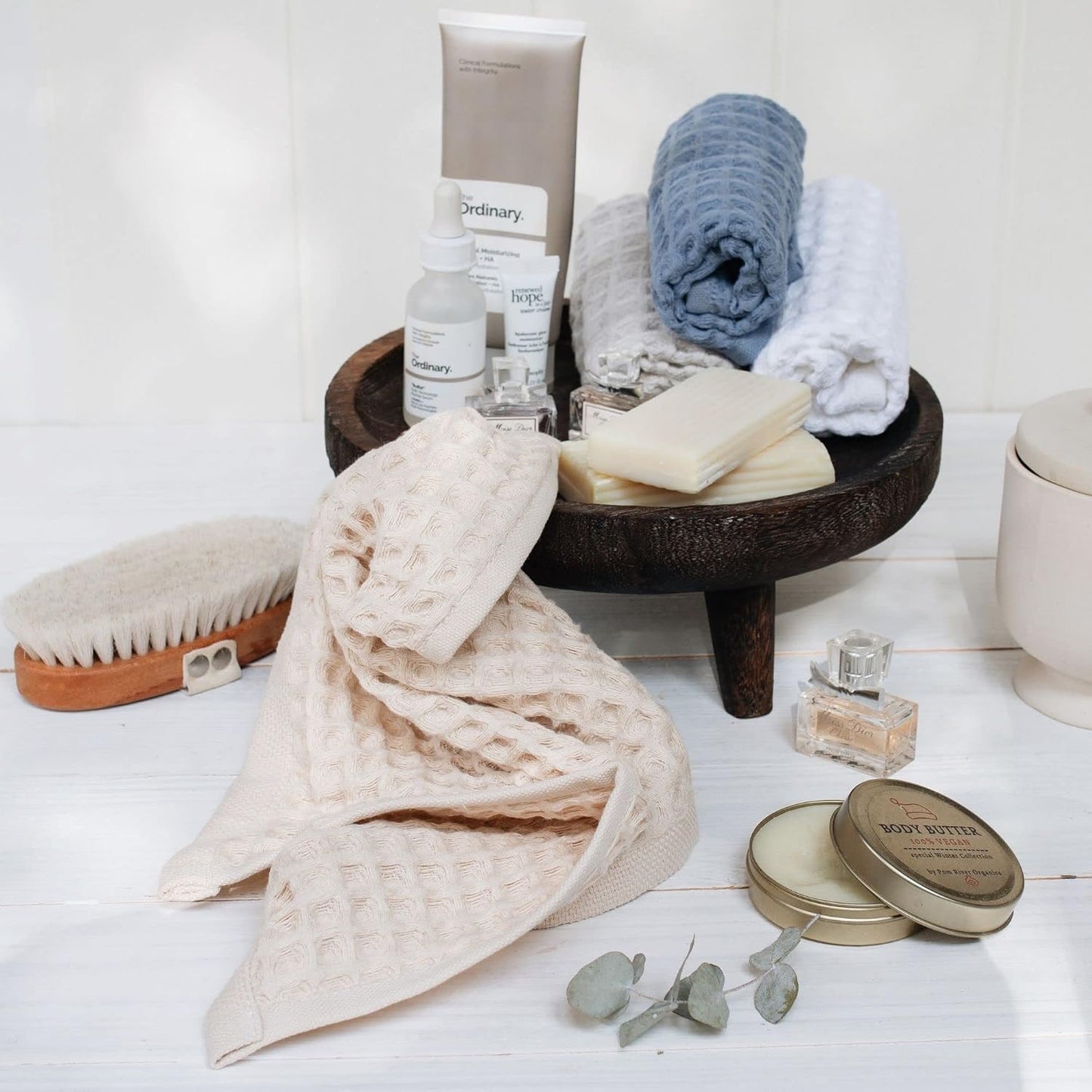 Harbor Home Turkish Cotton Waffle Washcloth Set — Soft Quick-Dry Face Cloths