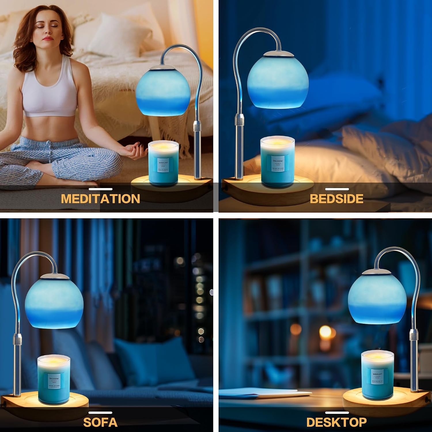 Aurora Bloom Candle Warmer Lamp — Dimmable Flower Glass Wax Melt Warmer with Timer | Luxury Flameless Candle Heater & Home Decor Gift