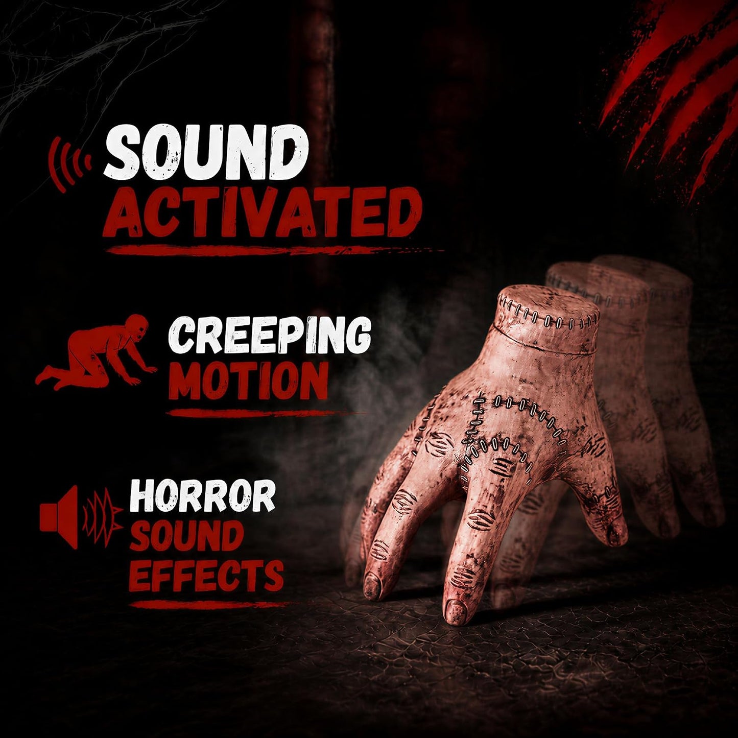 Halloween Animatronic Crawling Zombie Hand — Sound-Activated Scary Prop
