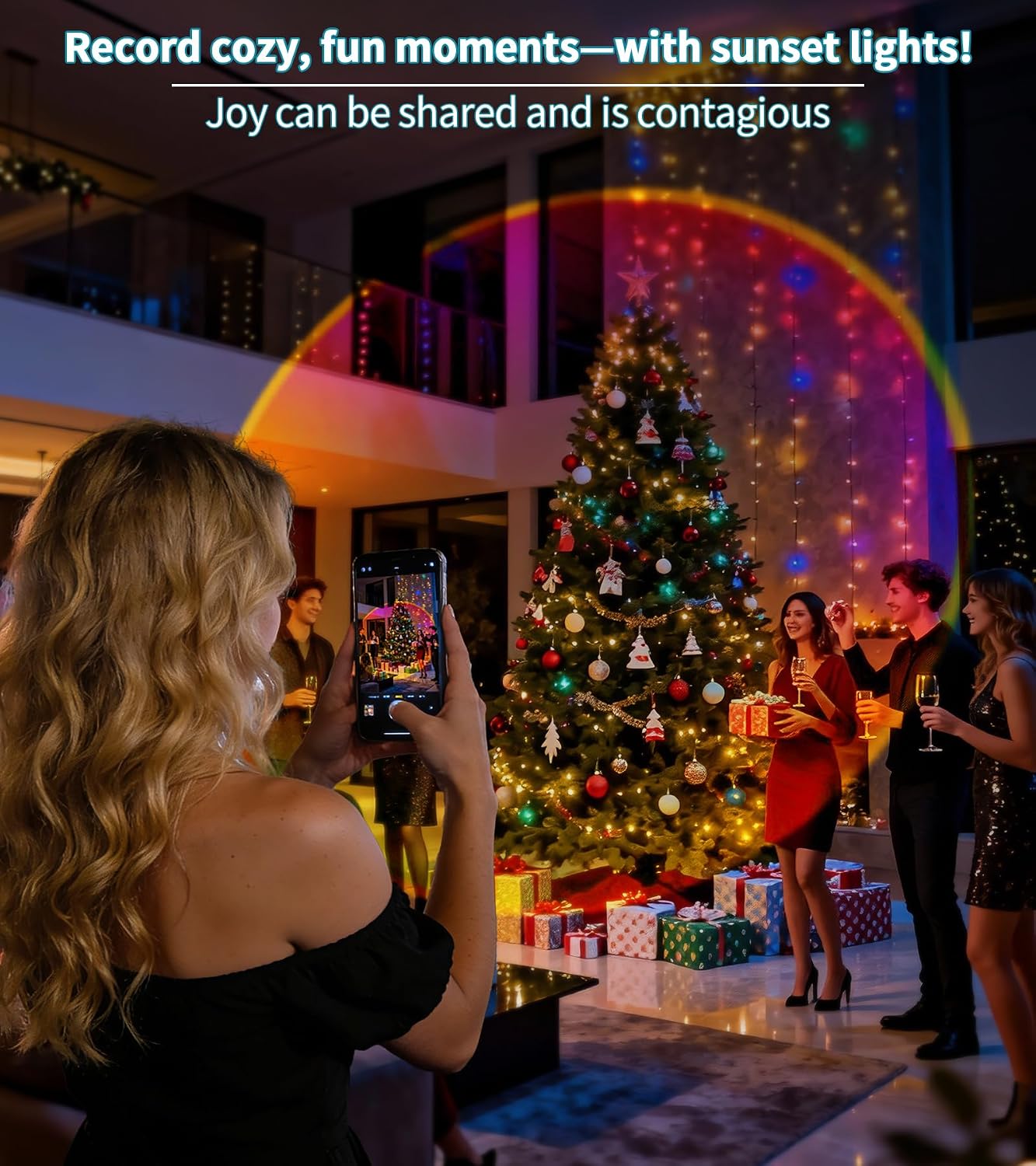 Harbor Home Sunset Lamp Projector — 16-Color LED Sunset & Rainbow Mood Light
